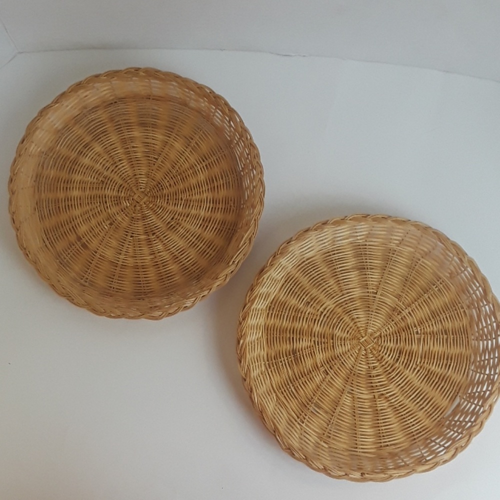🌻 2 Wall Straw Plate Basket Decor Boho Minimalist